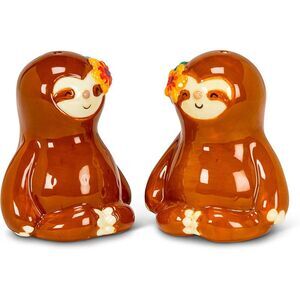 Sloths Sitting with Legs Crossed Salt and Pepper Shakers